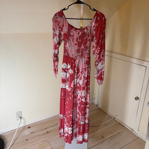 Natural Life NWT Women's Daria Smocked Maxi Dress Red Pink Size S - Picture 3 of 9